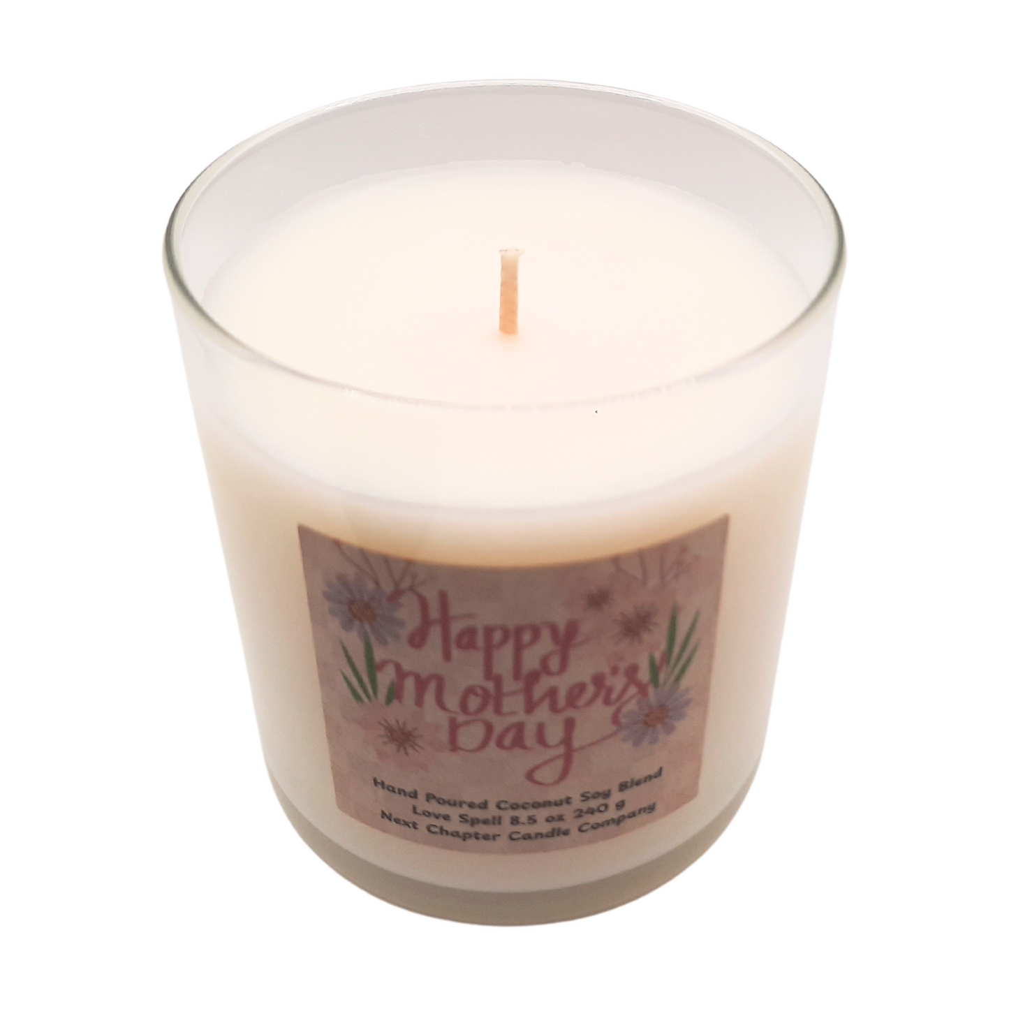 Mother's Day Candle - Love Spell Scent | Eco-Friendly, Hand-Poured, Coconut Soy Blend Wax, Single Wick