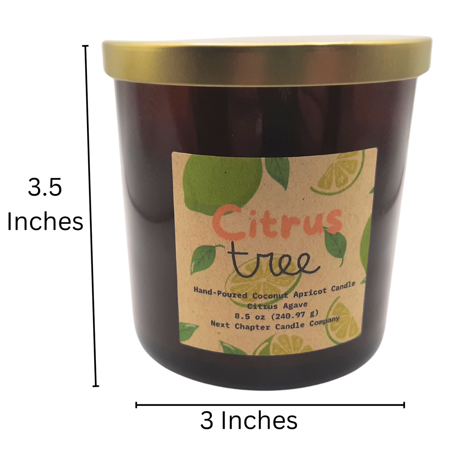 Citrus Tree Candle - Citrus Agave | Eco-Friendly, Hand-Poured, Coconut Blend Wax, Single Wick