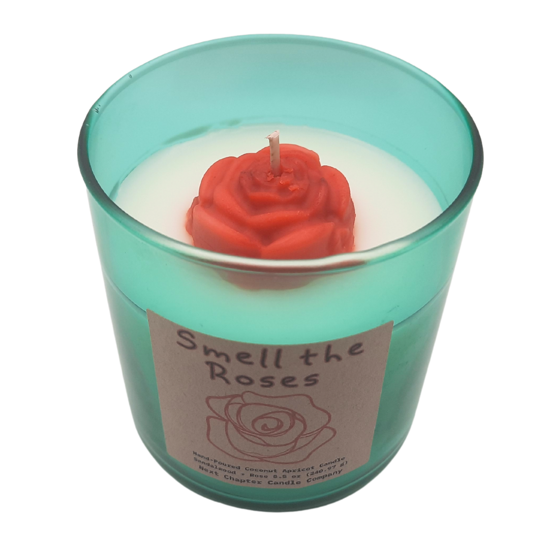 Smell the Roses Candle – Rose & Sandalwood | Eco-Friendly, Hand-Poured, Coconut Blend Wax, Single Wick