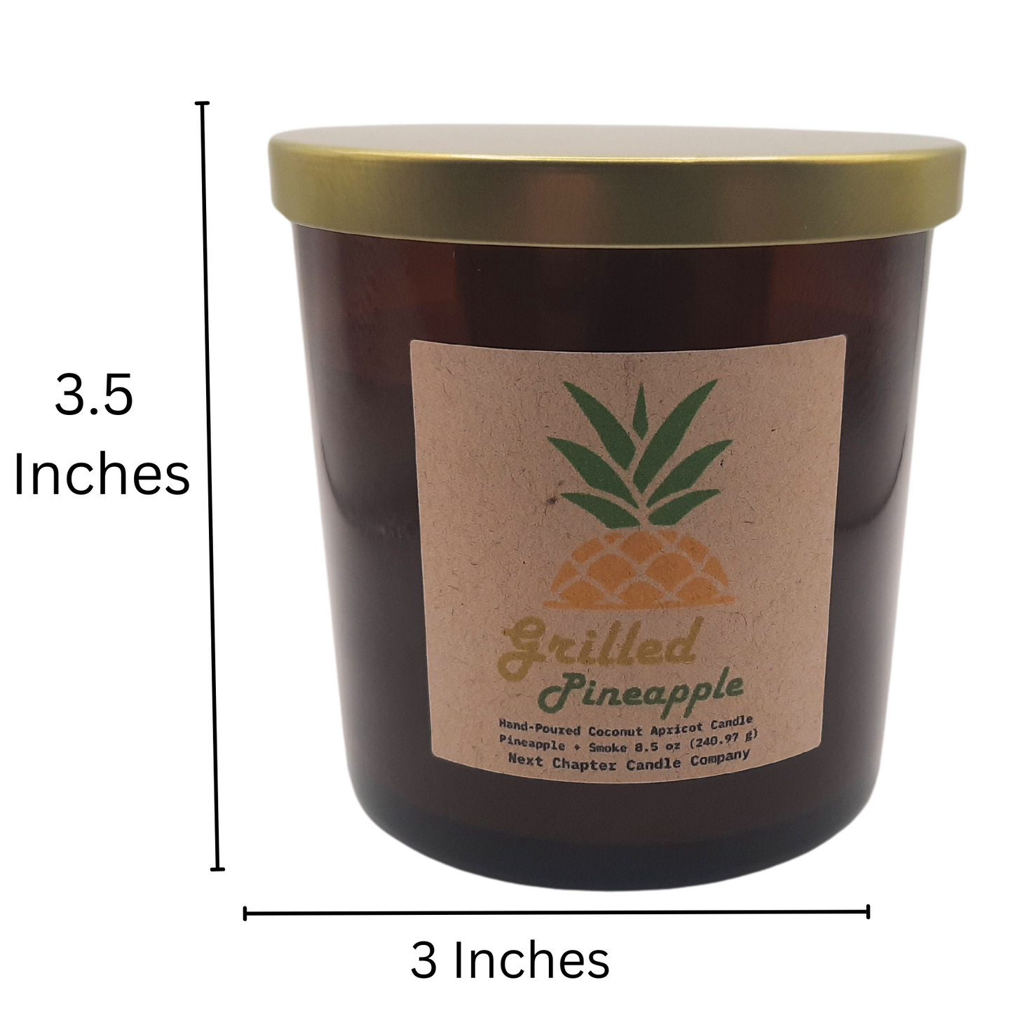 Grilled Pineapple Candle - Grilled Pineapple + Smoke | Eco-Friendly, Hand-Poured, Coconut Blend Wax, Single Wick